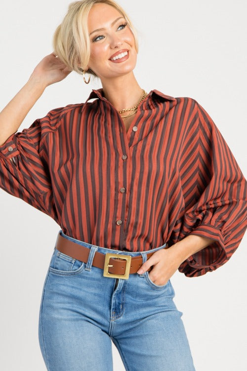 Kolly Striped Shirt, Rust