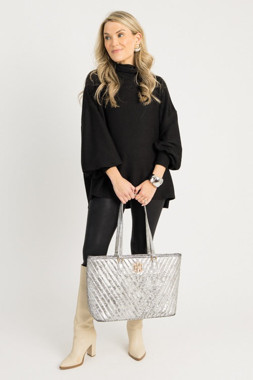 Cade Mock Neck Pullover, Black