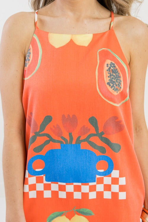 Squeeze The Day Dress, Orange Multi