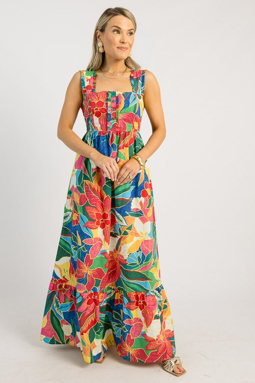 Tropical Paradise Maxi, Red Multi