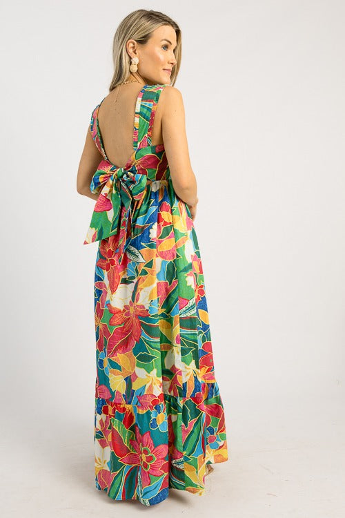 Tropical Paradise Maxi, Red Multi