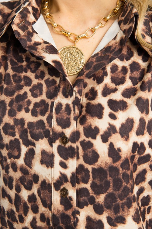 Lillian Leopard Button Blouse