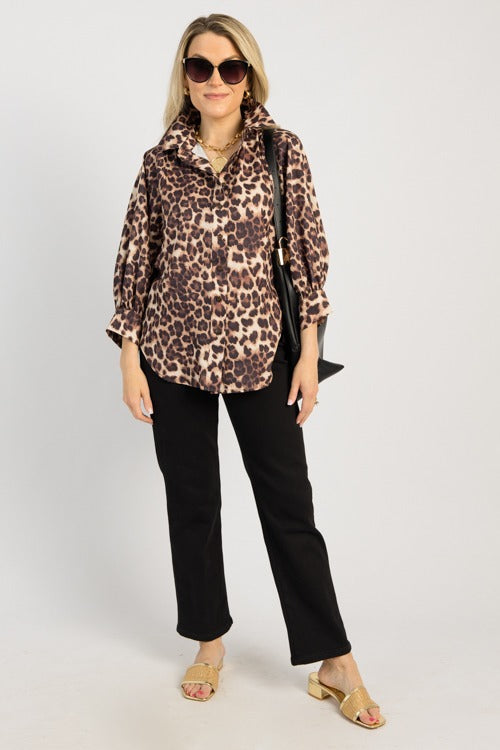 Lillian Leopard Button Blouse