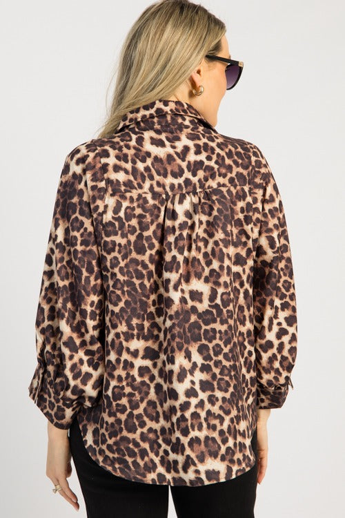 Lillian Leopard Button Blouse
