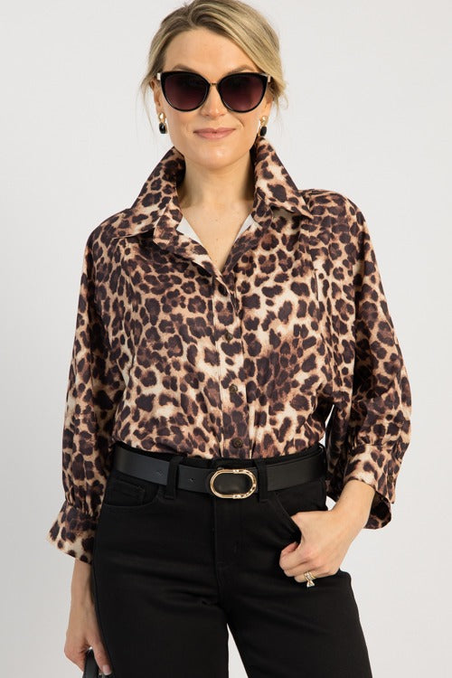 Lillian Leopard Button Blouse