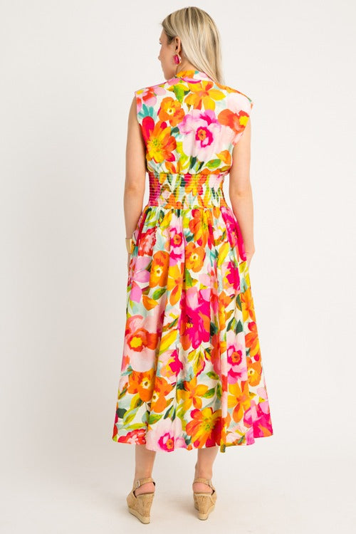 Bold Blooms Zip Maxi, Ivory Multi