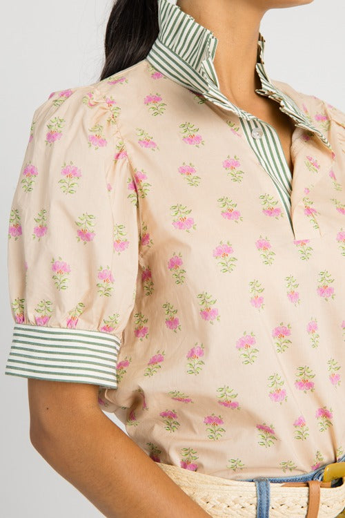 Blooming Trim Top, Ecru