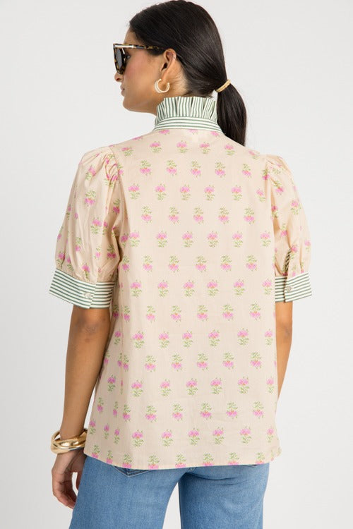 Blooming Trim Top, Ecru