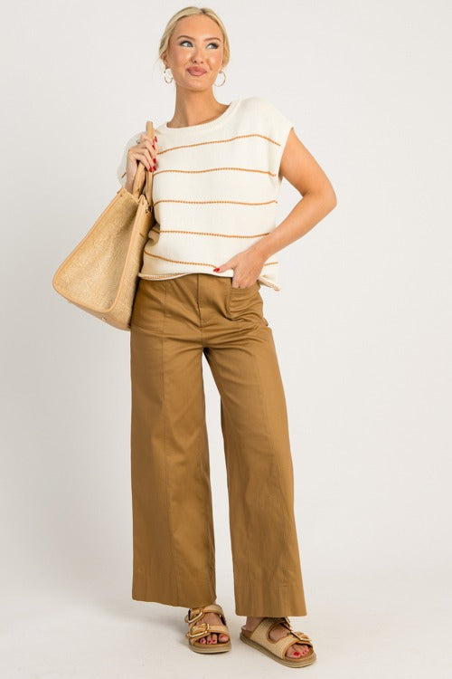 Stitched Stripes Sweater, Cream