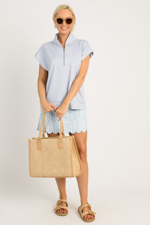 Soft Quarter Zip Pullover, Ice Blue
