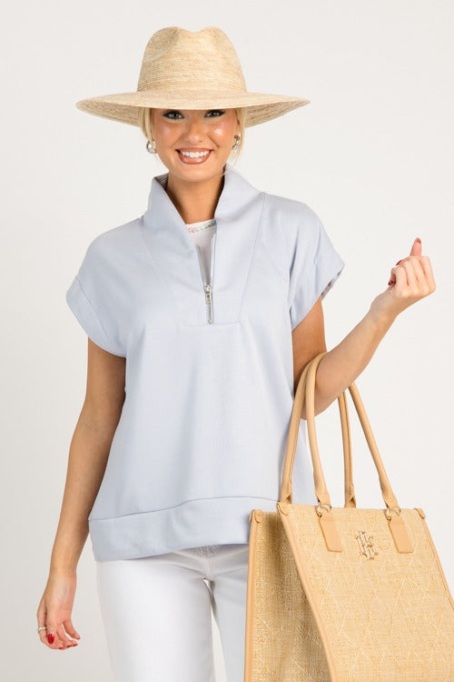 Soft Quarter Zip Pullover, Ice Blue