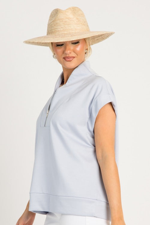 Soft Quarter Zip Pullover, Ice Blue