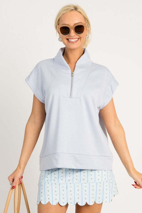 Soft Quarter Zip Pullover, Ice Blue