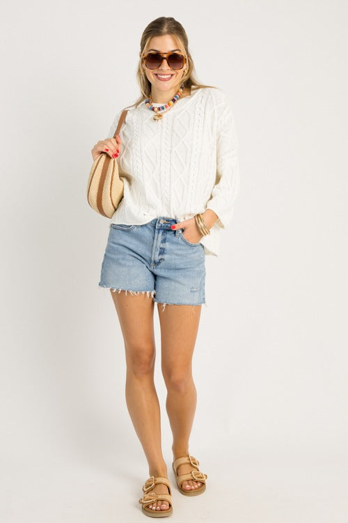 Carissa Cable Sweater, Ivory