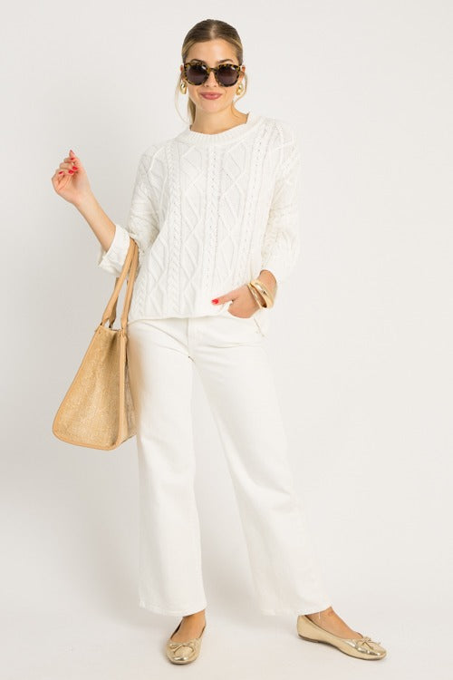 Carissa Cable Sweater, Ivory