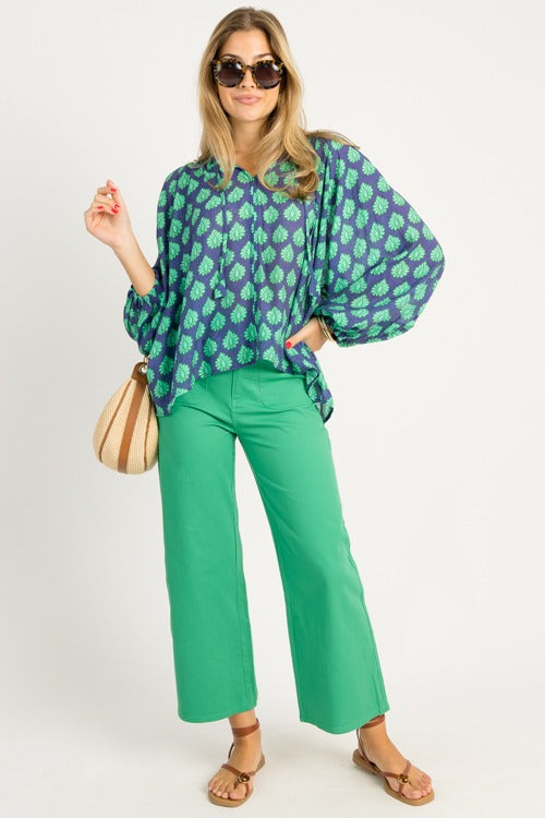 Rana Printed Blouse, Navy Mix