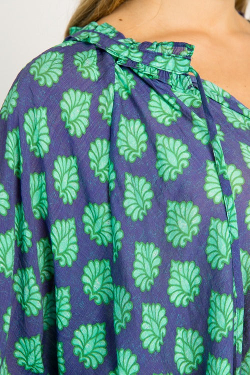 Rana Printed Blouse, Navy Mix