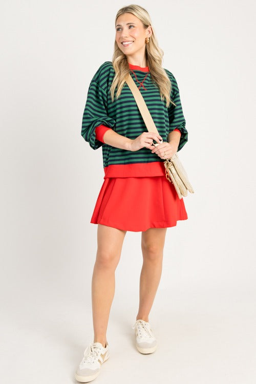 Avery Stripe Sweatshirt, H. Green/Navy