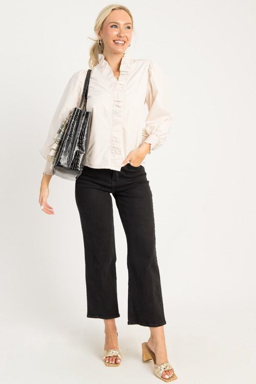 Perfect Ruffle Top, Ecru