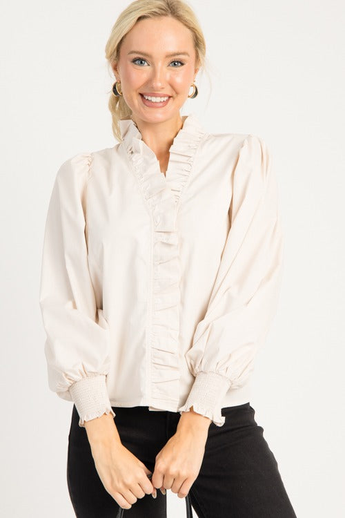 Perfect Ruffle Top, Ecru