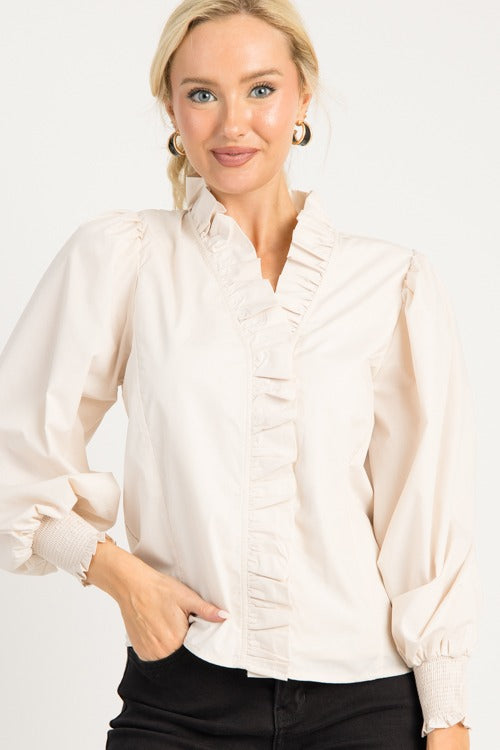 Perfect Ruffle Top, Ecru