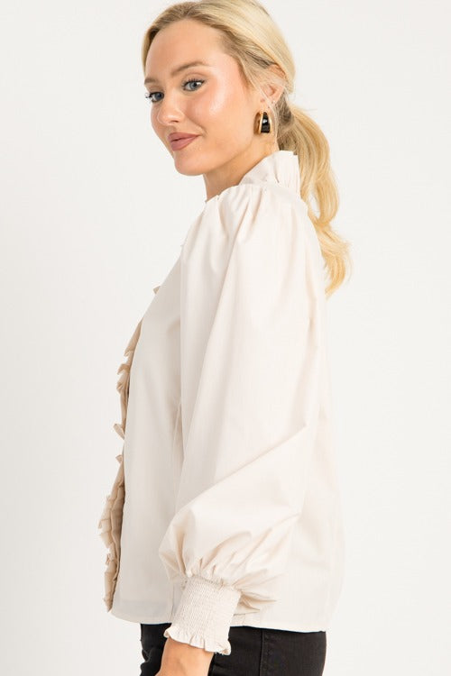 Perfect Ruffle Top, Ecru