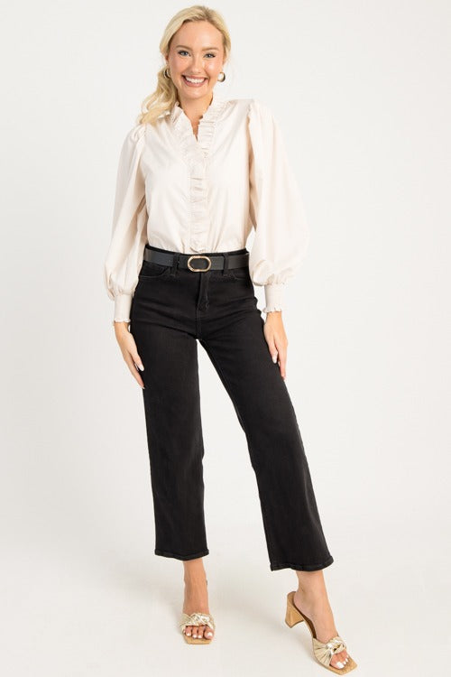 Perfect Ruffle Top, Ecru