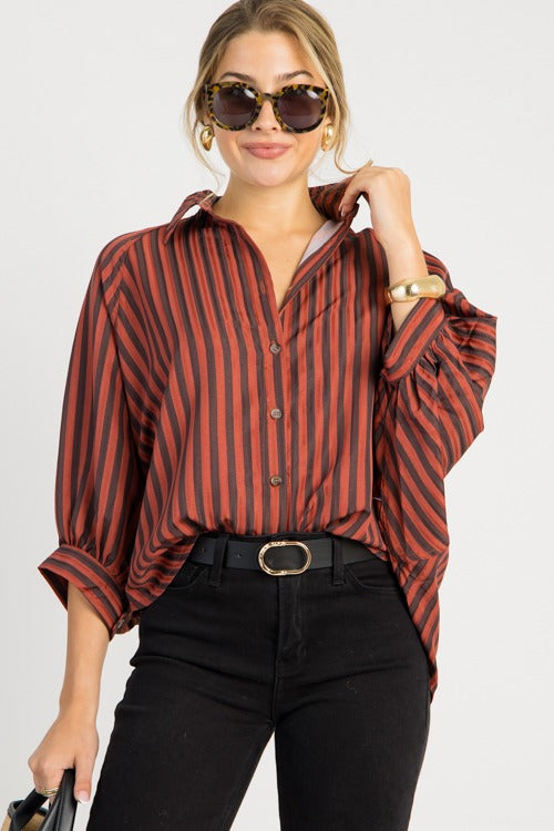 Kolly Striped Shirt, Rust