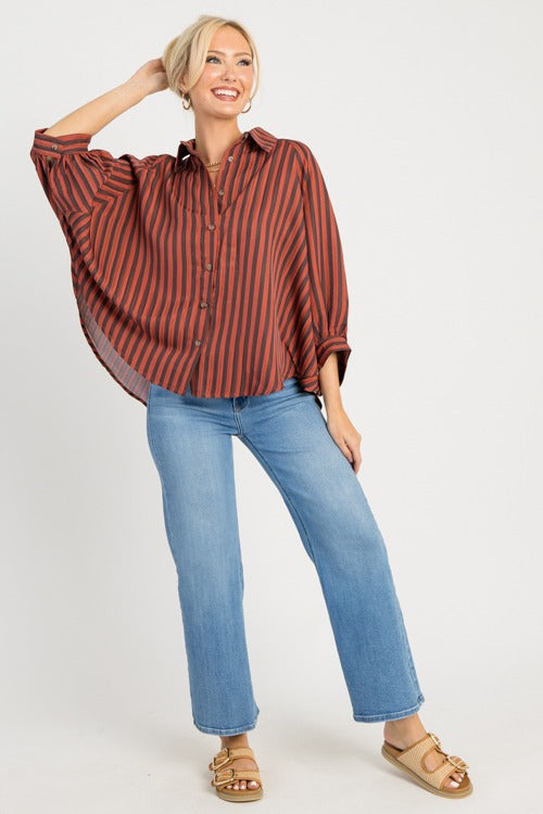 Kolly Striped Shirt, Rust