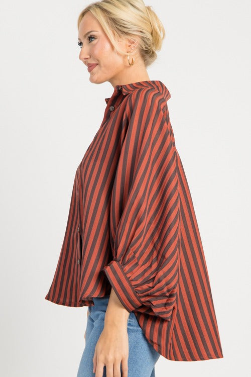 Kolly Striped Shirt, Rust