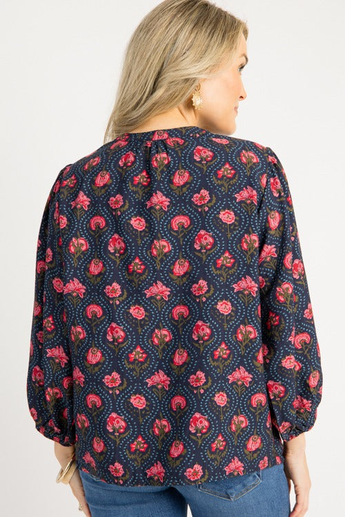 Rosalie Tie Neck Top, Midnight
