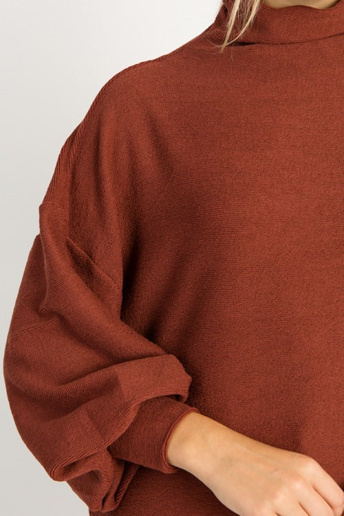 Cade Mock Neck Pullover, Sienna