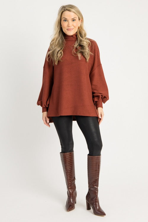 Cade Mock Neck Pullover, Sienna