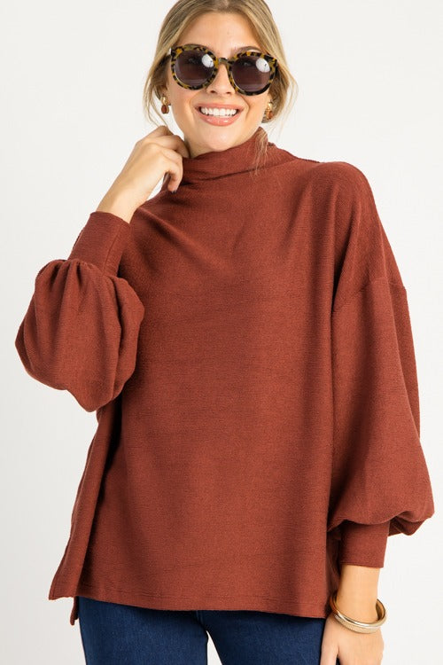 Cade Mock Neck Pullover, Sienna
