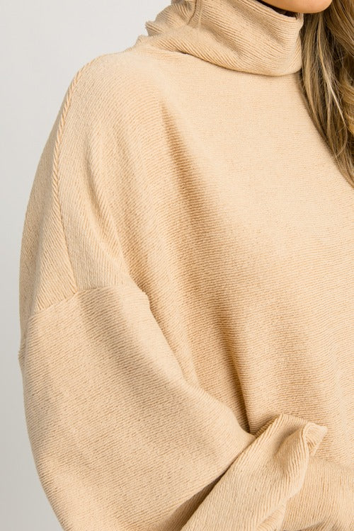 Cade Mock Neck Pullover, Beige