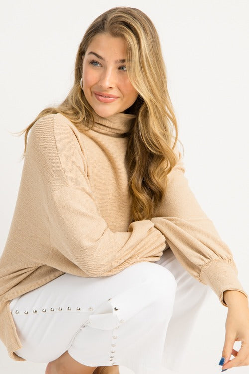 Cade Mock Neck Pullover, Beige