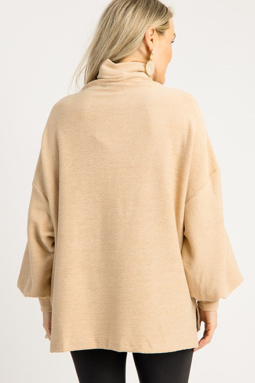 Cade Mock Neck Pullover, Beige