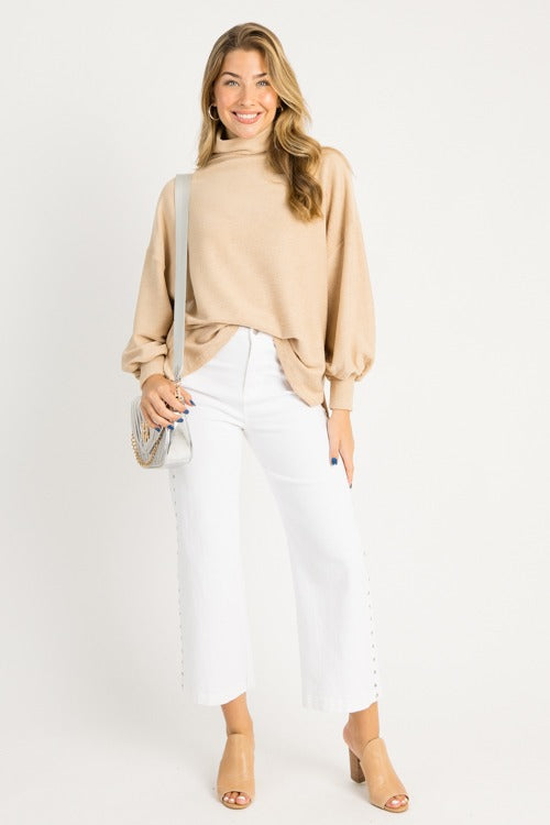 Cade Mock Neck Pullover, Beige