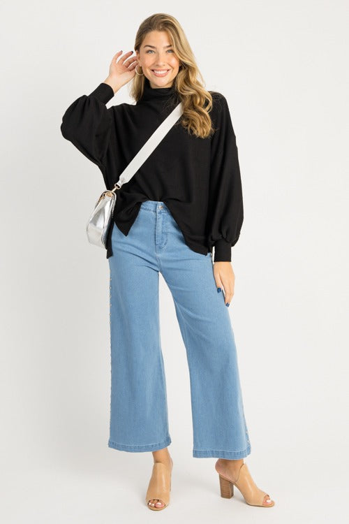 Cade Mock Neck Pullover, Black
