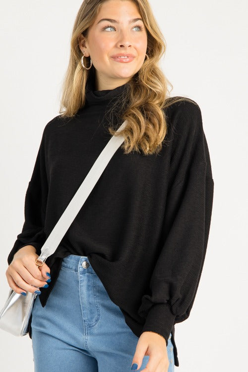 Cade Mock Neck Pullover, Black
