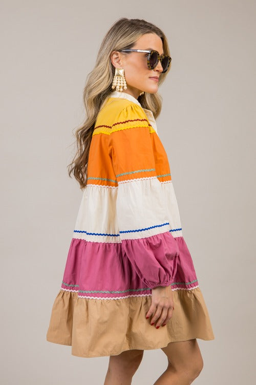 Ric Rac Colorblock Dress, Multi