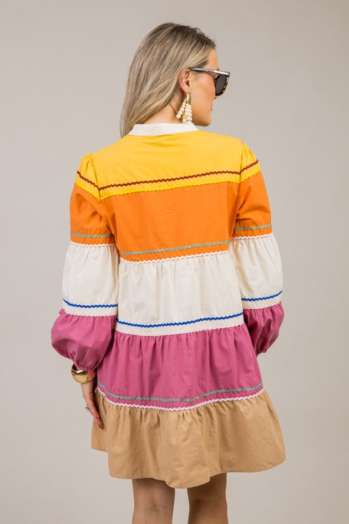 Ric Rac Colorblock Dress, Multi