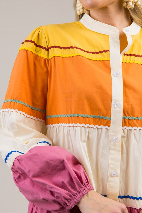 Ric Rac Colorblock Dress, Multi