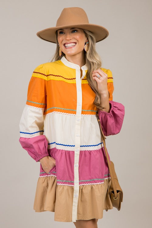 Ric Rac Colorblock Dress, Multi