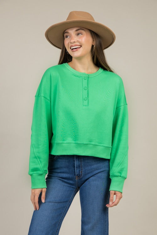 Henley Pullover, Green